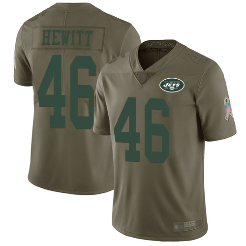 New York Jets Limited Olive Youth Neville Hewitt Jersey NFL Football #46 2017 Salute to Service